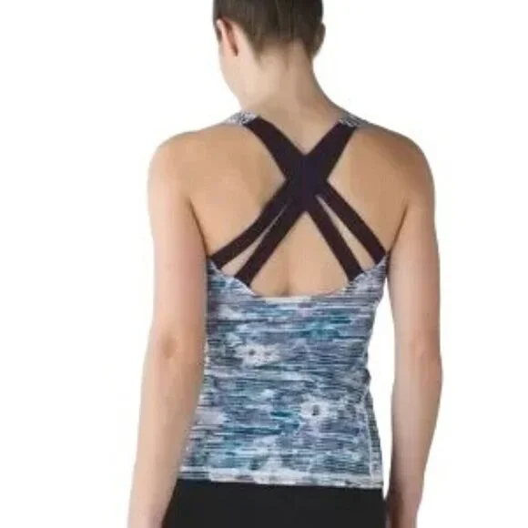 Lululemon Enhearten Blurry Belle Multi Deep Zinfandel Blue Tank Top - Picture 3 of 8